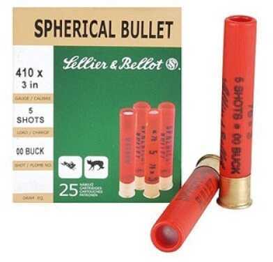 410 Gauge 25 Rounds Ammunition Sellier & Bellot 3" 5 Pellets Lead #00 Buck